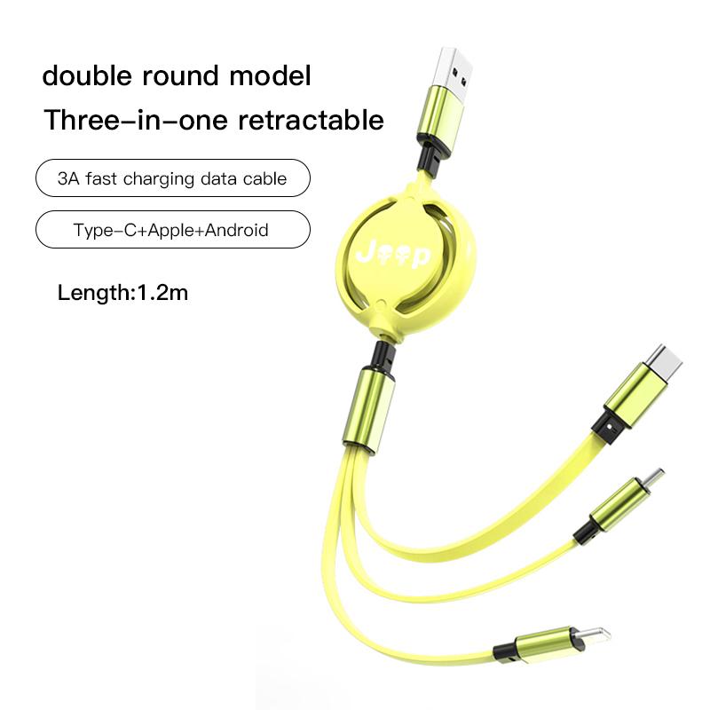 Cup Holders 3 in 1 Telescopic Cable Mobile Phone 3A Fast Charging USB Cable For Jeep Renegade Wagoneer Avenger Recon Wrangler JK