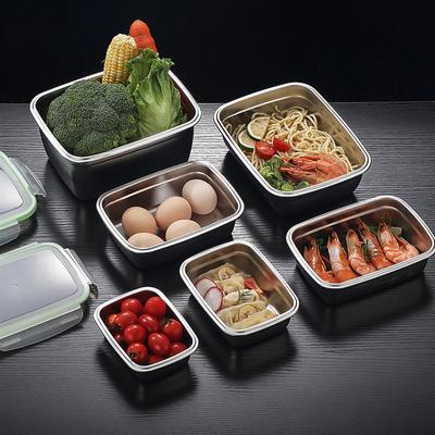 Высококачественный набор контейнеров для хранения продуктов из нержавеющей стали 304, штабелируемый ланч-бокс, прозрачная крышка, для дома, кухни, школы, офиса