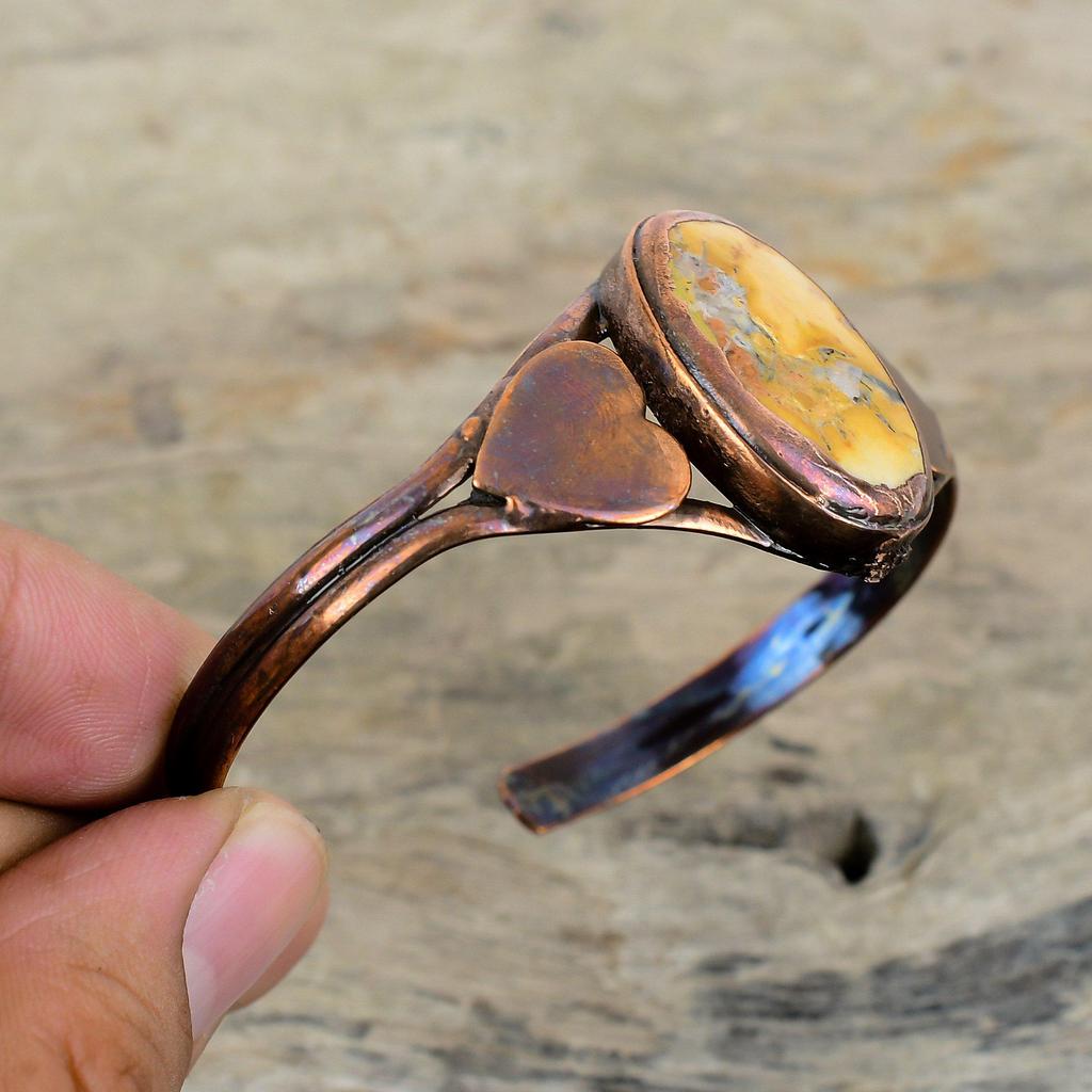 Малигано Яшма Браслет-манжета из электроформованной меди Регулируемый браслет Красивые украшения из драгоценных камней Браслет-манжета ручной работы Свадебные подарки