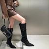 High Heels Suede Women High Boots Pointed Toe Sexy Shoes Knee High Fashion Chelsea Boots 2024 Trend Winter Pumps Botas De Mujer