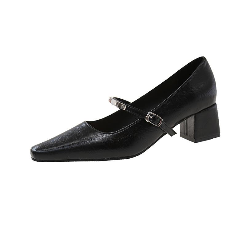 Весенне-летние новые ретро туфли Мэри Джейн женские универсальные с квадратным носком, толстым каблуком, с открытым верхом, одинарные туфли с женщинами