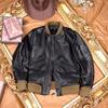 Chinese Size Sheepskin Jacket Soft Thick Natural Tanned Sheep Leather Men Genuine Leather Jacket MA-1 Flight Jacket Autumn