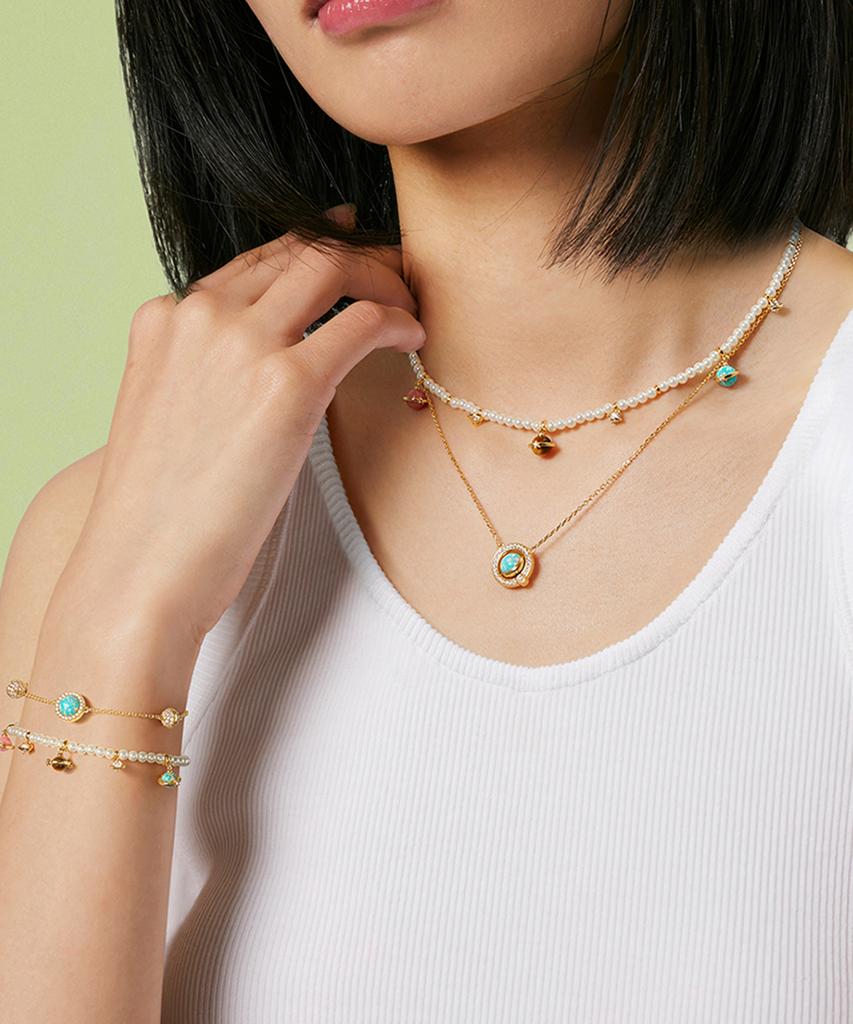 Lola Rose Heliocentric Multi Gemstone Pendant Women'S Pearl Bracelet