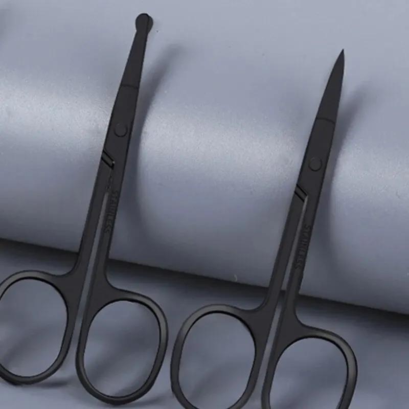 Ножницы для стрижки волос в носу для личной гигиены, удаления волос на лице и стрижки ушей, носа, бровей, из нержавеющей стали, тонкие