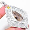 Montana Agate, Citrine Gemstone 925 Sterling Silver Jewelry Pendant 2.88" B9c48