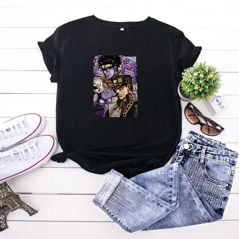 JoJo Bizarre Adventure Anime T Shirt Harajuku Women Unisex Casual Vintage Streetwear Short Sleeve Plus Size T Shirt Unisex