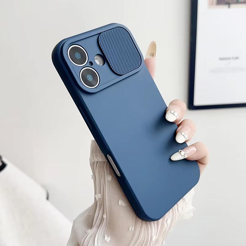 Чехол-слайдер с защитой камеры и выдвижным окном для iPhone 16E 16 15 14 Plus 13 12 Mini 11 Pro Max X XR XS Max, противоударный, мягкое покрытие