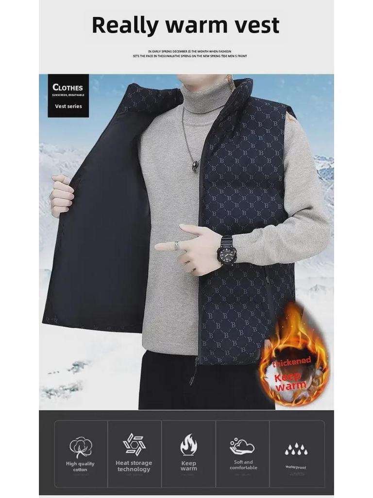 Мужской модный хлопковый жилет с воротником-стойкой - повседневная мода осень/зима