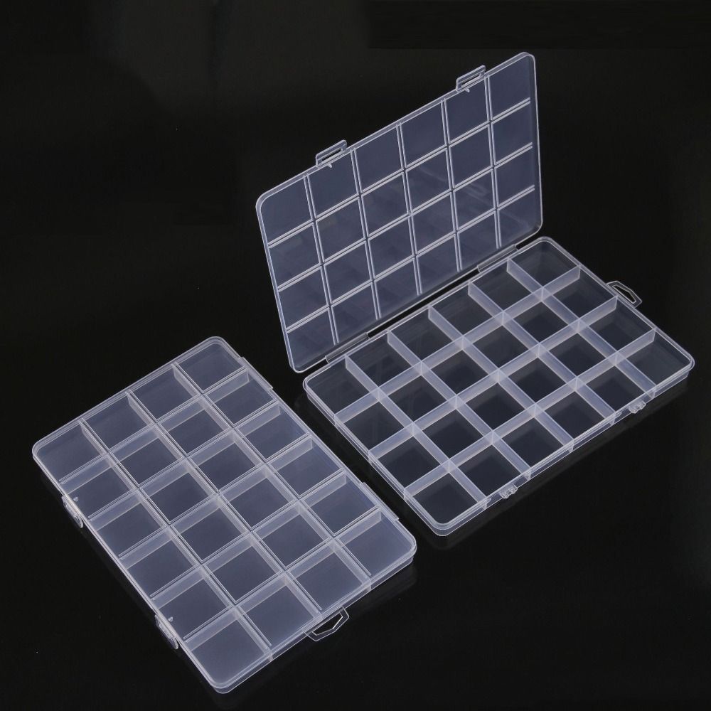 Multiple Grid Boxes Square Transparent Plastic Storage Box Container Case Sewing Accessories