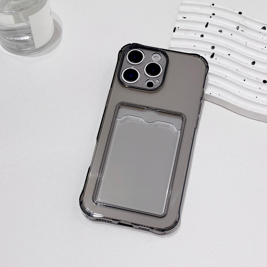 For iPhone 16 15 14 13 12 11 Pro Xs Max Mini 16e X XR 7 8 6 6S Plus SE 2020 2022 Case Clear ID ATM Card Slot Protection Cover