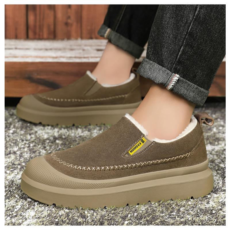 Хлопковая обувь с флисом, Мужская обувь, Теплые ботинки на толстой подошве, Однофутовые зимние ботинки, Универсальные хлопковые ботинки