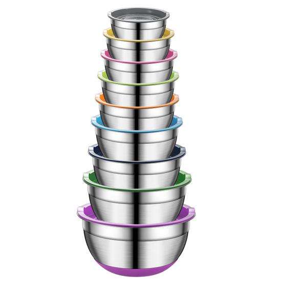 Миска для смешивания с крышкой Большая емкость Нескользящее дно Полированная поверхность Легко чистящаяся салатница Кухонный органайзер для хранения продуктов