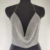 Ins Style, Nightclub Low Cut Backless Outfit, Sparkling Diamond, Chain Strap, Deep V-neck, Crop Top, Sexy Design