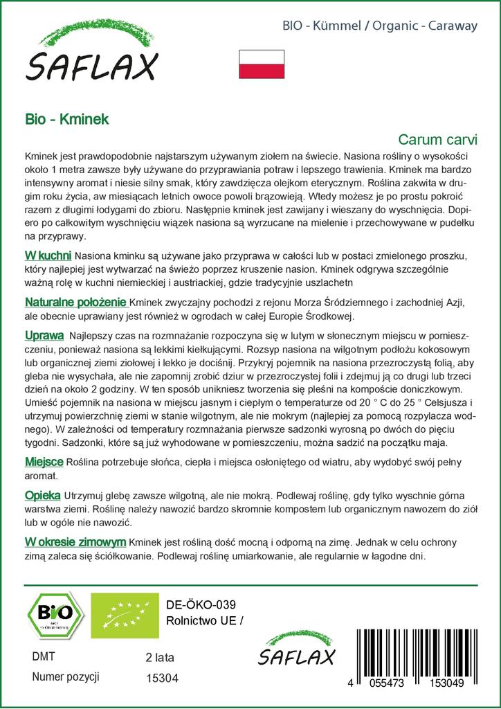 SAFLAX Garden in the Bag - Органический - Тмин - 800 семян - С субстратом в подходящем пакете-стойке - Carum carvi