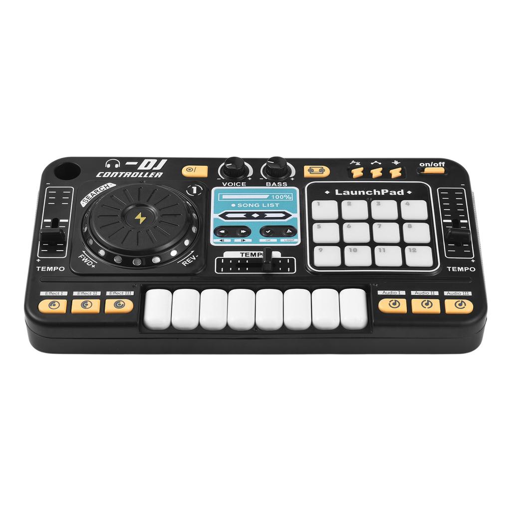 DJ-контроллер для детей, DJ-проигрыватель, электронная клавиатура, Bluetooth-микшер, регулируемый микрофон, динамическая подсветка.
