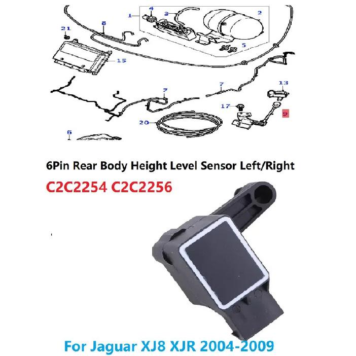 1Pcs 6Pin Rear Body Height Level Sensor C2C2254 C2C2256 For Jaguar XJ8 XJR 2004-2009 Air Suspension Level Sensor Left/Right