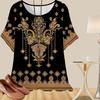 Женская мода повседневная свободная весенняя рубашка женские топы с коротким рукавом винтажные изысканные узоры с принтом