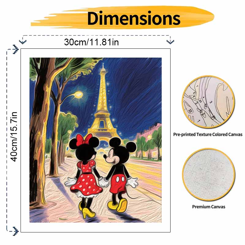 Disney Микки и Минни Маус в Париже Эйфелева башня Раскраска по номерам Художественный набор для рисования Домашний декор Подарок