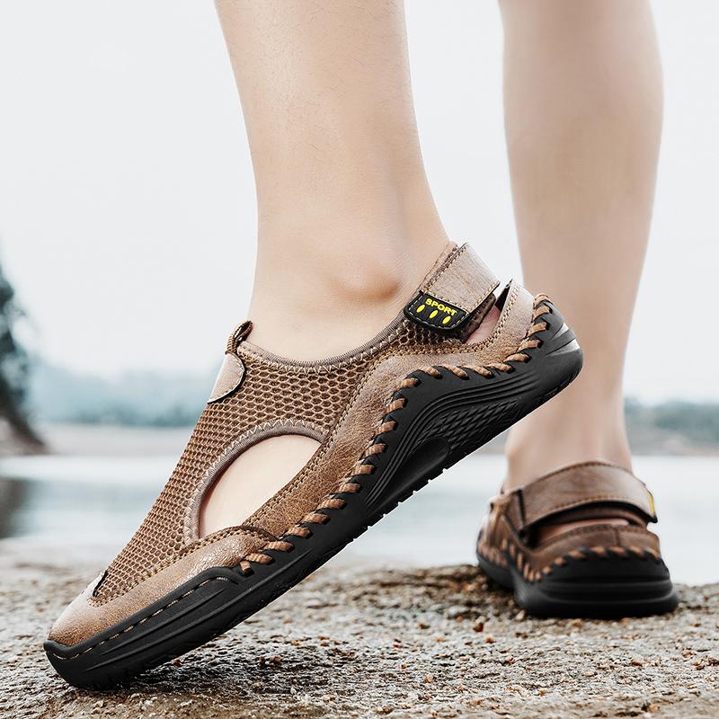 Men Sandals Black Gladiator Sandals Outdoor Summer Green Roman Sandals Sport Beach Shoes Plus Size Close Toe