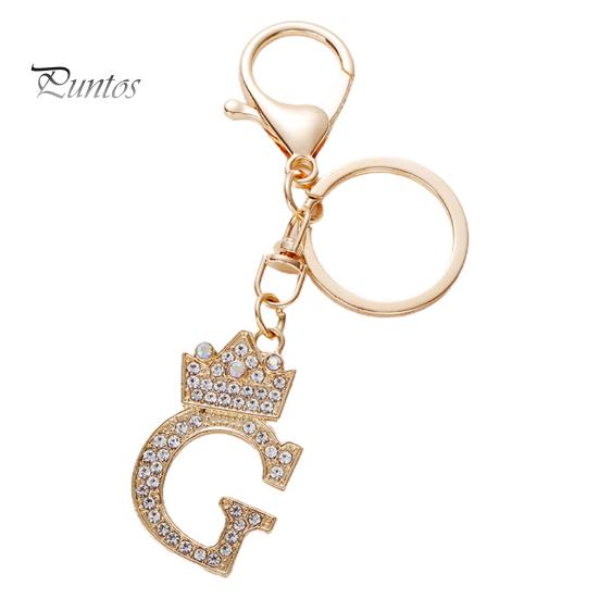 Брелок для ключей, роскошный горный хрусталь, корона, инициалы, автомобильный брелок AG, золотой брелок с 7 буквами, женский аксессуар для сумки, орнамент