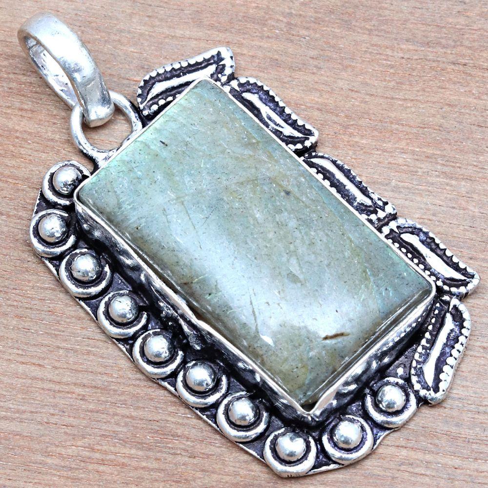 Pendant Shiney Labradorite Gemstone Gift For Her Silver Jewelry 2"