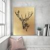 Feeby Canvas print, Gold-coloured drawn deer head