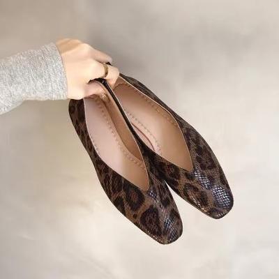 Узор Женские Балетки с Квадратным Носком и Мелким Вырезом Балерины Повседневные Слипоны Лоферы Мокасины Женские