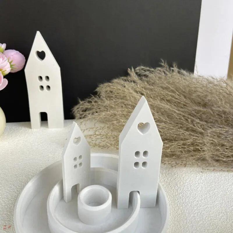 House Silicone Candle Molds Light Heart Houses Concrete Moulds Casting Molds DIY Gypsum Home Craft Decoration Resin Mould