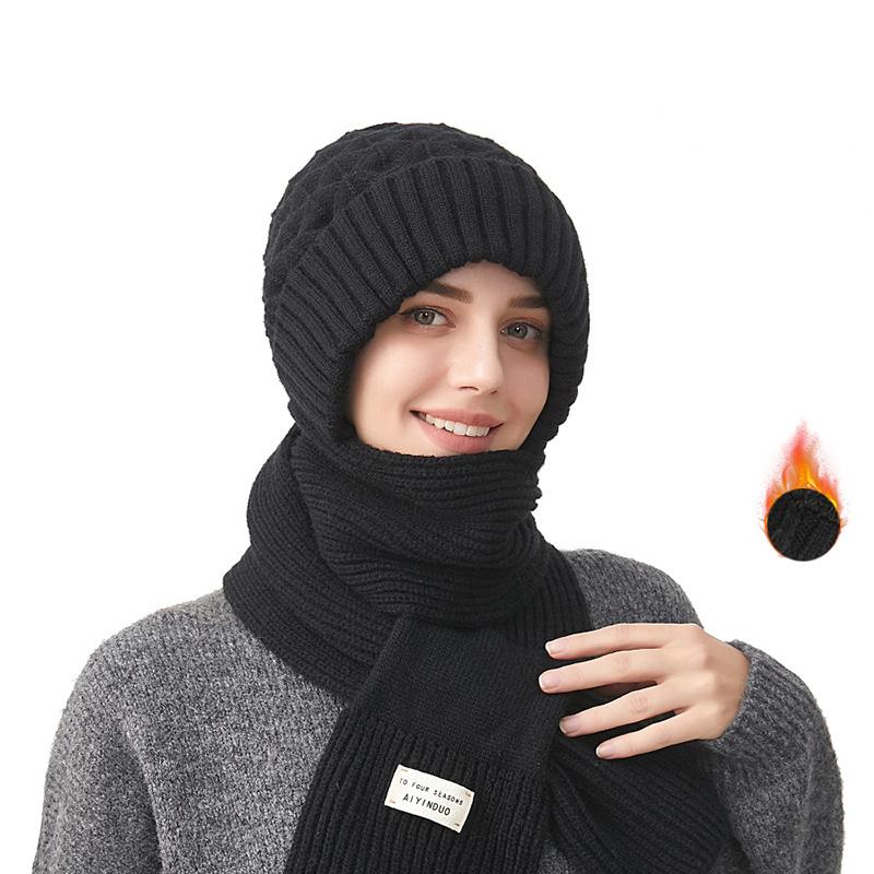 Зимние вязаные шапки и шарфы Skullies, комплект из холодного шарфа для защиты ушей, теплые шапки для девочек, ветрозащитные шапки для велоспорта и женщин, кепки для активного отдыха