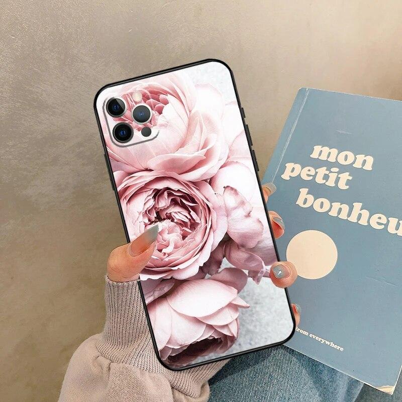 Розовый фиолетовый чехол для телефона с изображением пиона для iPhone Samsung Galaxy Redmi Xiaomi Oppo OnePlus Note SA 7 8 9 10 11 12 13 14 20 21 22 23 53 54 Pro Max Plus Ultra