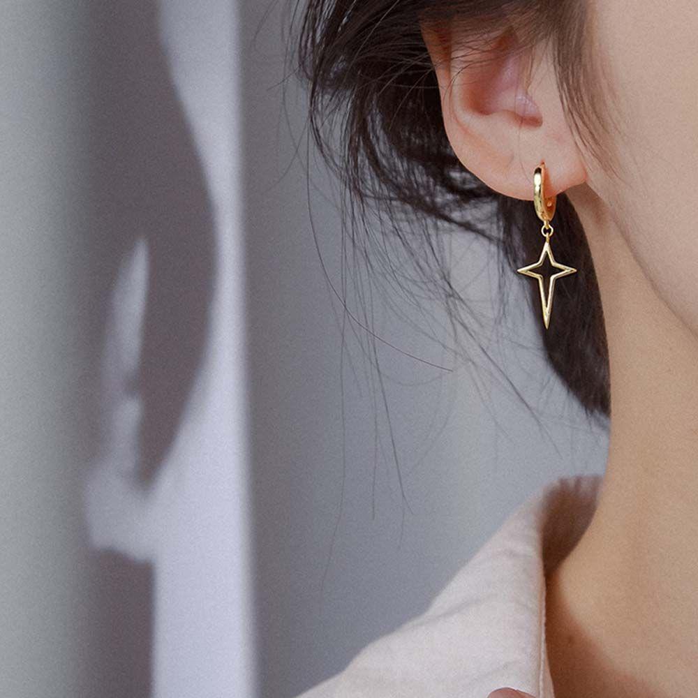 Jewelry Silver Color Ear Studs Black Women Earrings Hoop Earrings Dangle Earrings Korean Style