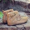 Autumn/winter Ankle Boots Tassel Boots Women's Flat Buckle Vintage Knight Boots