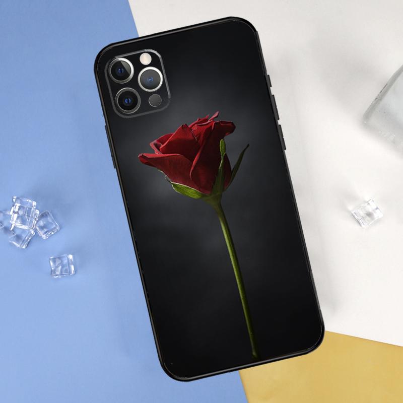 Красная Роза Цветок Чехол для Телефона Для iPhone 16 Pro 15 Pro 11 13 14 Pro Max 12 Mini XR 16 15 Plus 16e Защитная Крышка