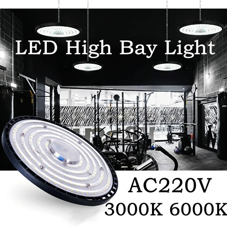 Светодиодный светильник высокой мощности AC220V Super Bright LED High Bay Light UFO для склада, гаража, IP65, водонепроницаемый, для освещения спортзала, фабрики, 6000K, 100Вт, 150Вт, 200Вт