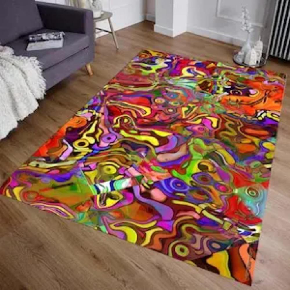 Colorful Graffiti Rug Abstract Face Art Design Bright Unique Carpet for Home Decor Living Room Bedroom Gift Idea