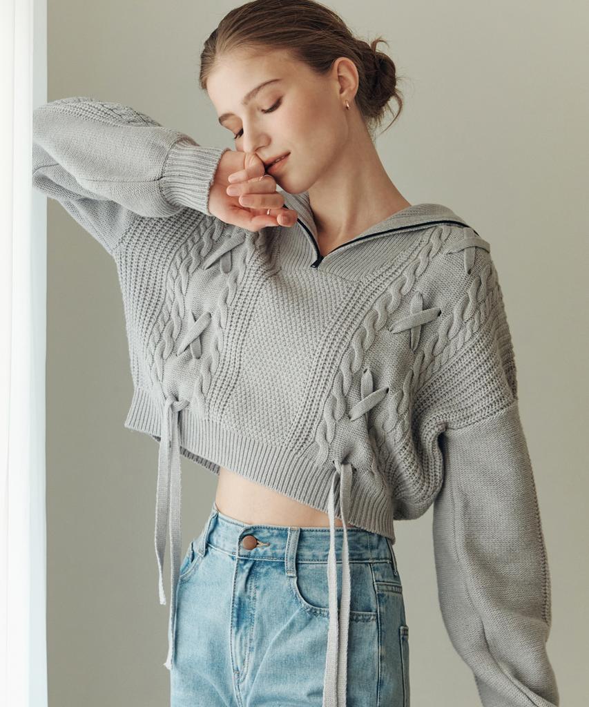 ZEROSTREET [7 Colors] Ribbon Zip-Up Sweater