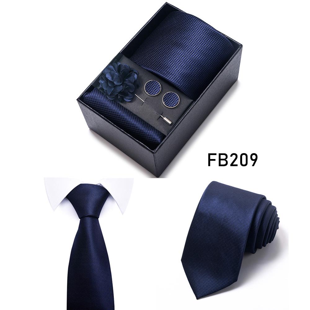 Men's Blue-Gold Stripe Tie Set: Includes Pocket Square, Cufflinks & Lapel Pin in Gift Box - Perfect for Gifts