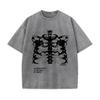 Blsack Tops Skeleton T-Shirt High Quality T Shirts Summer Oversized Short Sleeve Clothes Retro Washed Vintage