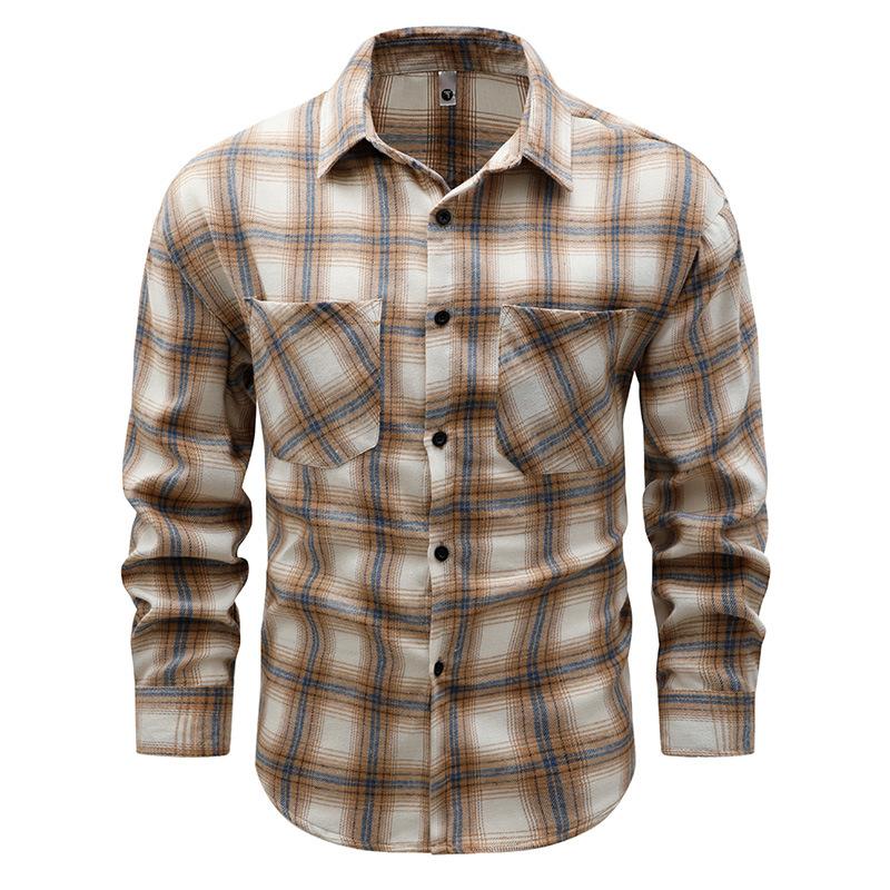 Men S Vintage American Style Cleanfit Short Sleeve Plaid Shirt