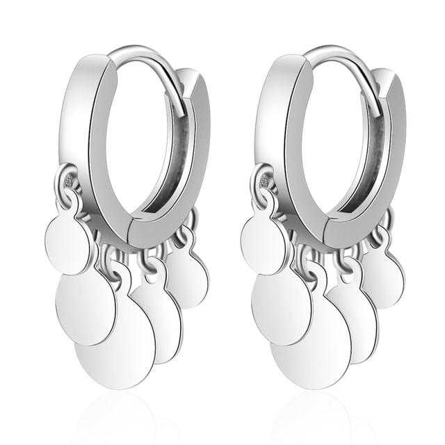 Простые серьги-кольца серебряного цвета с изображением лапы, ромашки и сердца, звезды и луны, два отверстия в ухе, серьги-кольца, цепочки для женщин, ювелирные изделия для девочек