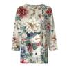 3/4 Length Sleeve Womens Tops Floral Print Vintage Fashion Casual Loose With Round Neck Plus Size Shirts