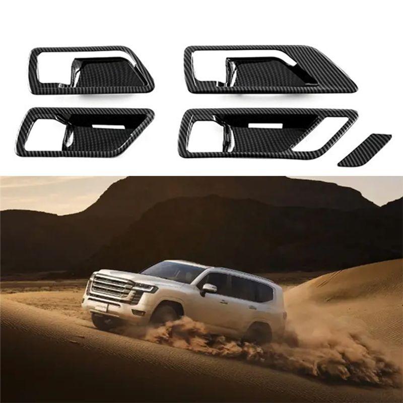 DT08 Carbon Fiber Car Inner Door Handle Bowl Panel Cover Trim for Toyota Land Cruiser 300 LC300 - 5Pcs