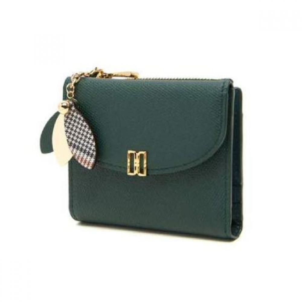 Daks Misty Flower Green Leather Check Flower Decoration Wallet Dcwa3e307e2