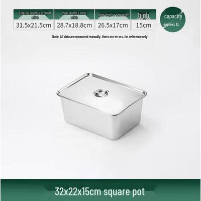 Huihuang Глубокий прямоугольный поднос из нержавеющей стали с крышкой