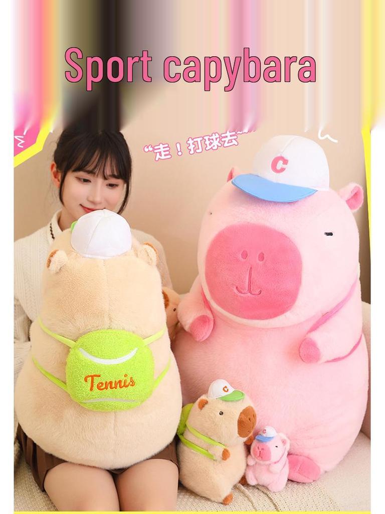 Плюшевая игрушка Капибара Сопливый Мишка: Милый брелок для бейсболки с браслетом на кнопке