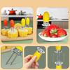 8Pcs Corn Holder Stainless Steel Corn Skewer Silicone Handle BBQ Fork Heat Resistant Fruit Skewer for BBQ Picnics Parties