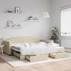 VidaXL Daybed with Trundle and Drawers Cream 100x200 Cm Fabric 3197233