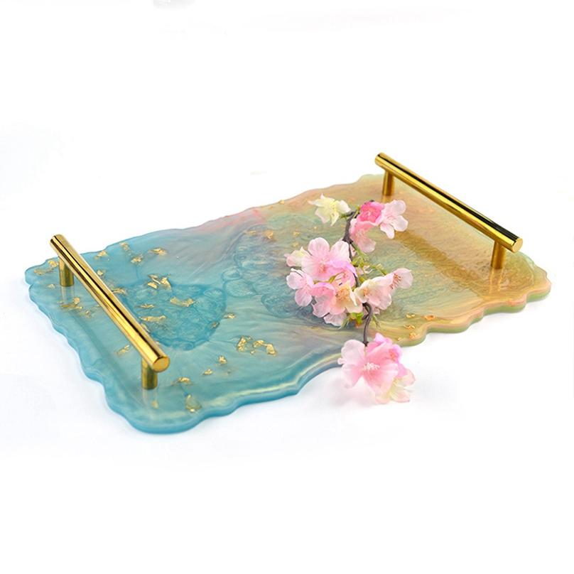 Epoxy Resin Molds Crystal Epoxy Set Fruit Tray Mold Home Decor Plate Transparent Irregular