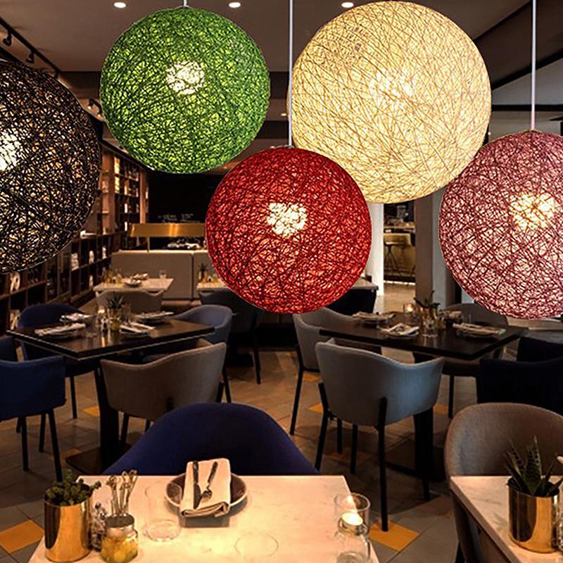 Круглый Лаконичный Плетеный из Ротанга Шар Подвесной Абажур для Лампы Световые Аксессуары(Диаметр 20 см)