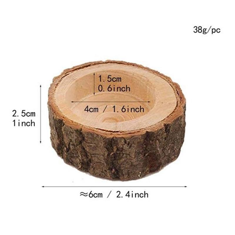 Wooden Tealight Candle Holders Rustic Small Candle Holders Compact Tree Branch Table Decor Candle Tree Stump Candlesticks For